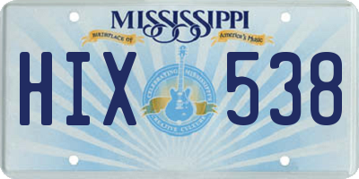 MS license plate HIX538
