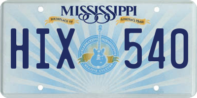 MS license plate HIX540