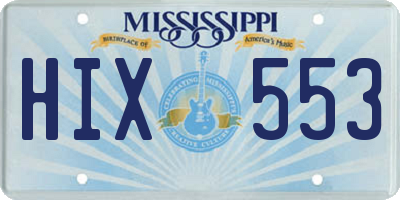 MS license plate HIX553