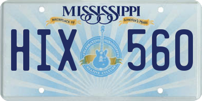 MS license plate HIX560