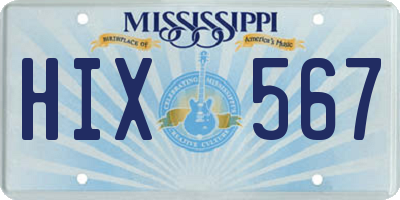 MS license plate HIX567