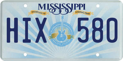 MS license plate HIX580