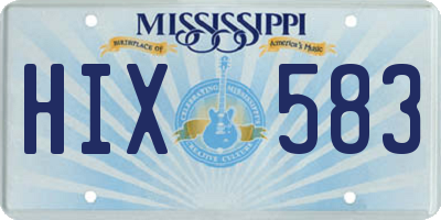 MS license plate HIX583