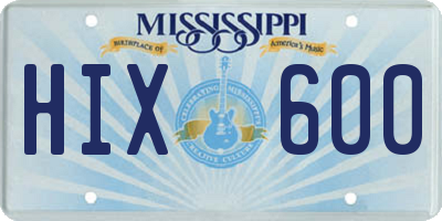MS license plate HIX600