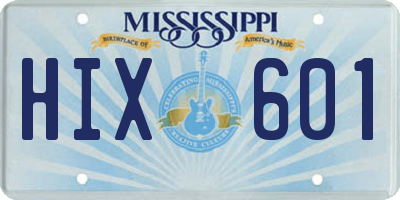 MS license plate HIX601