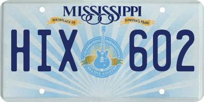 MS license plate HIX602