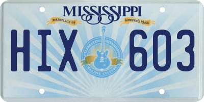 MS license plate HIX603