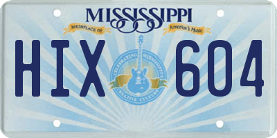 MS license plate HIX604