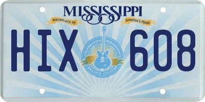 MS license plate HIX608