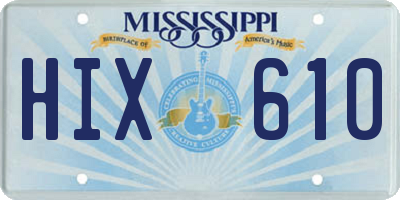 MS license plate HIX610