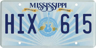MS license plate HIX615