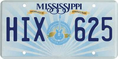 MS license plate HIX625