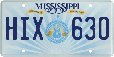 MS license plate HIX630