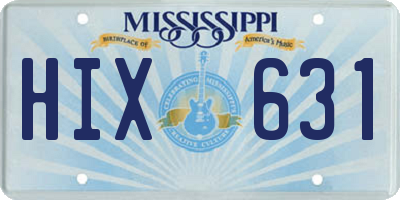 MS license plate HIX631