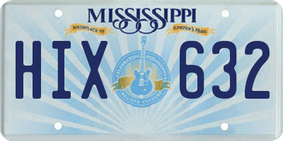 MS license plate HIX632