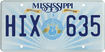 MS license plate HIX635