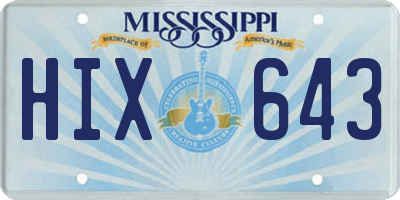 MS license plate HIX643