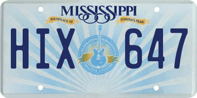 MS license plate HIX647