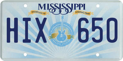 MS license plate HIX650