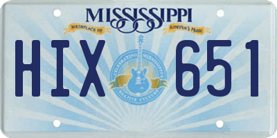 MS license plate HIX651