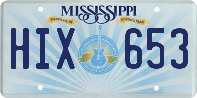MS license plate HIX653