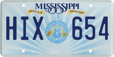 MS license plate HIX654