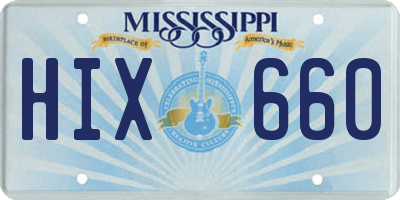 MS license plate HIX660