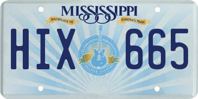 MS license plate HIX665