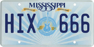 MS license plate HIX666
