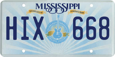 MS license plate HIX668