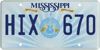 MS license plate HIX670