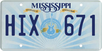 MS license plate HIX671