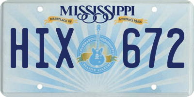 MS license plate HIX672