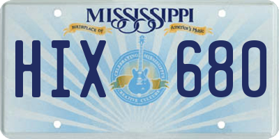 MS license plate HIX680