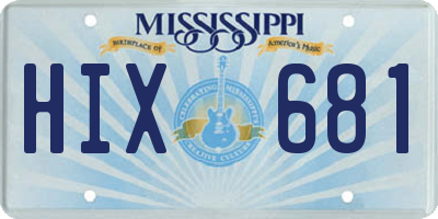 MS license plate HIX681