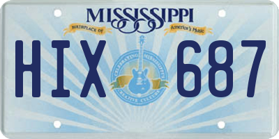 MS license plate HIX687
