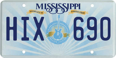 MS license plate HIX690