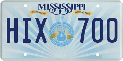 MS license plate HIX700