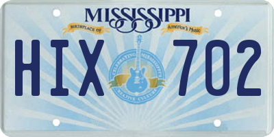 MS license plate HIX702