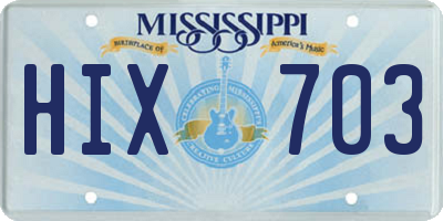 MS license plate HIX703