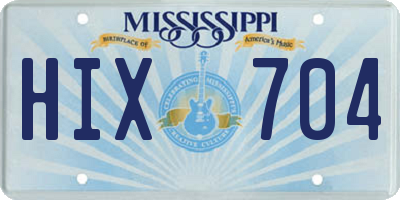 MS license plate HIX704