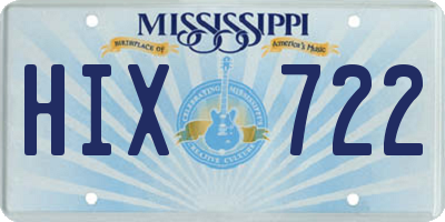 MS license plate HIX722