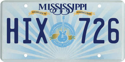 MS license plate HIX726