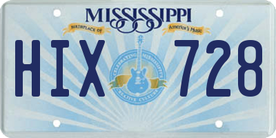 MS license plate HIX728