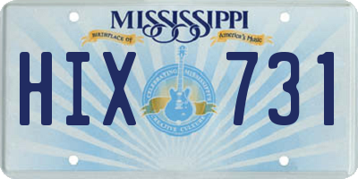 MS license plate HIX731