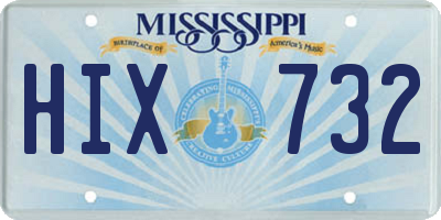 MS license plate HIX732