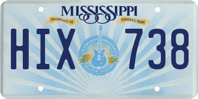 MS license plate HIX738