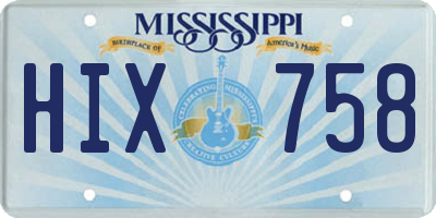MS license plate HIX758