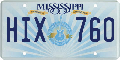 MS license plate HIX760