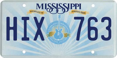 MS license plate HIX763